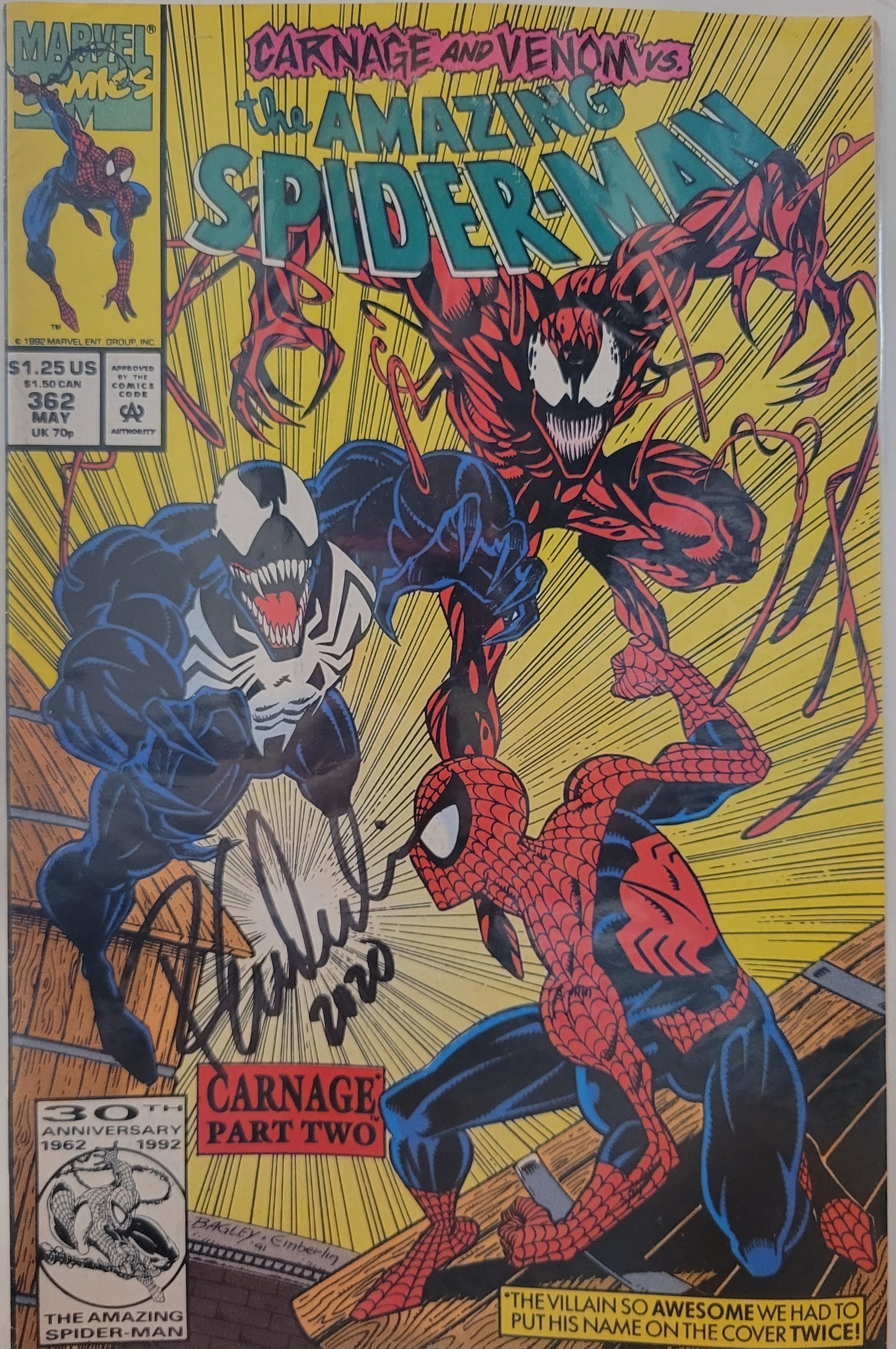 Amazing Spider-Man #362 Signed by Randy Emberlin w/COA – Justice
