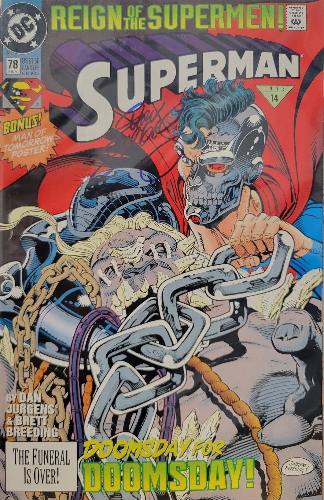 Superman #78 Signed by Dan Jurgens w/COA