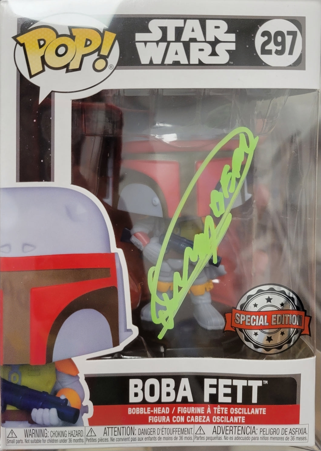 BOBA FETT Exclusive Funko POP signed by Dickey Beer w/COA