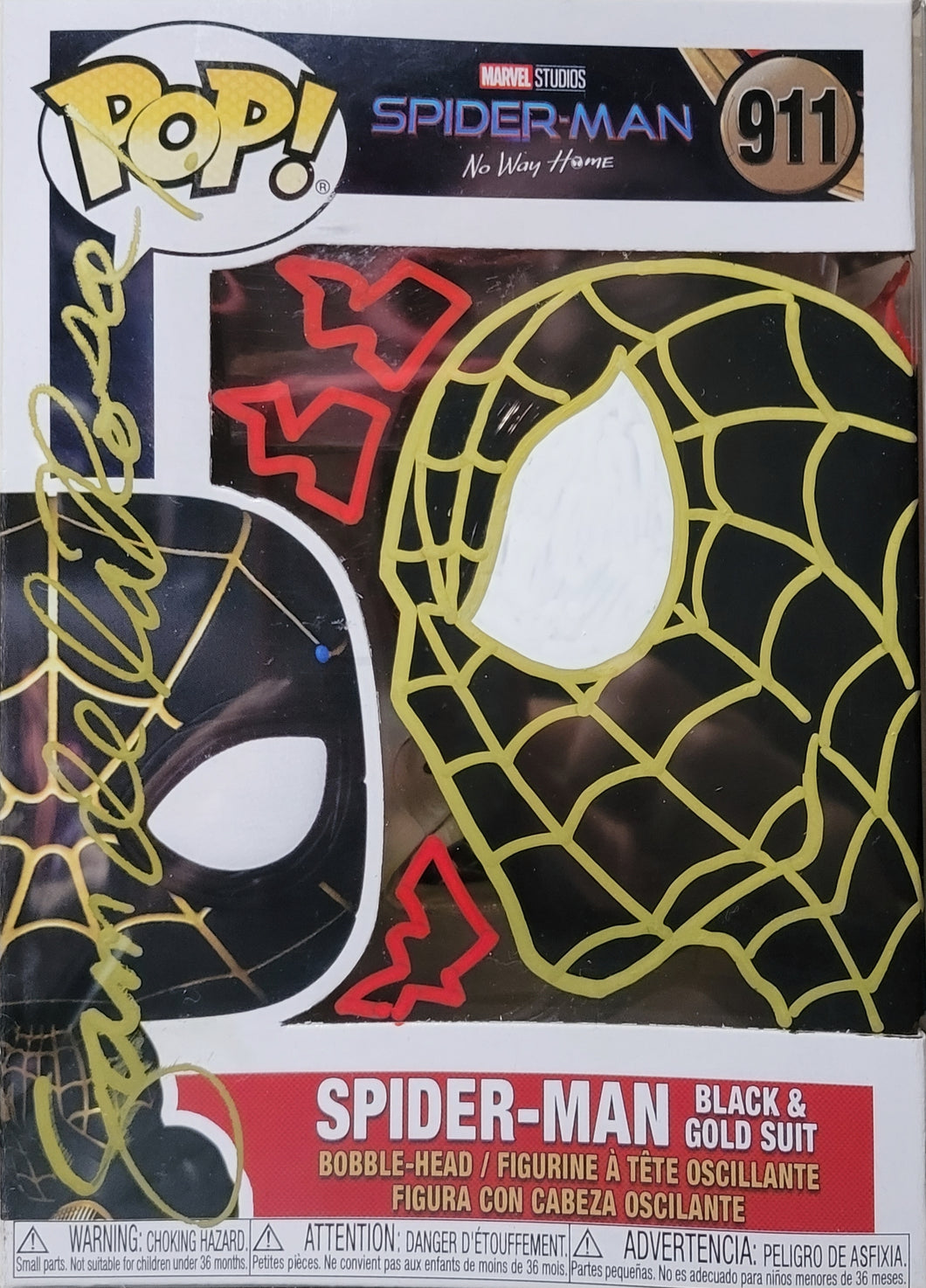 Spider-Man Funko Pop #911 Signed and Remarqued by Sam De La Rosa w/COA