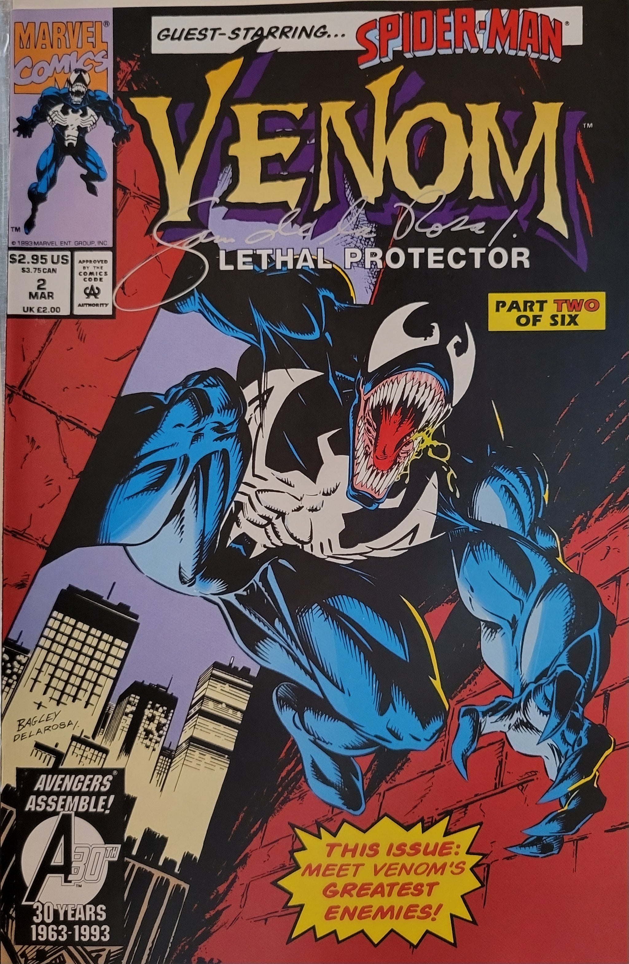 Venom Lethal Protector #2 Signed By Sam De La Rosa w/COA – Justice